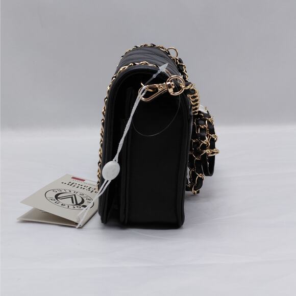 Valentino Orlandi Designer Black Diamond Quilted Crossbody Small Shoulder Bag - Picture 6 of 15